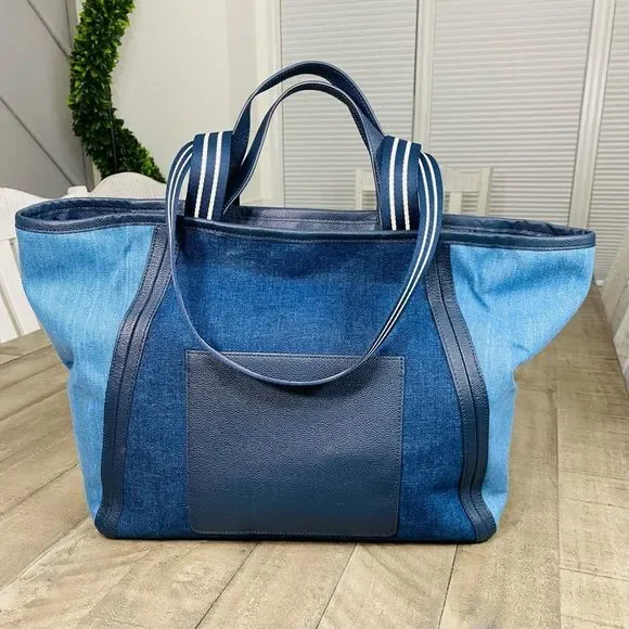 New Kate Spade Rosie Tote Bag Colorblock Denim In Blue Multi - Picture 9 of 13